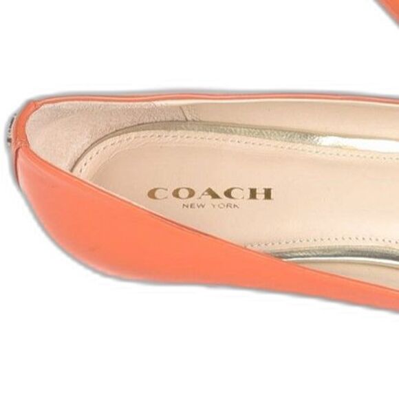 Coach Women's Lizzy Patent Leather Pump Bright Orange 3" Heel Size US/8 - Picture 10 of 10
